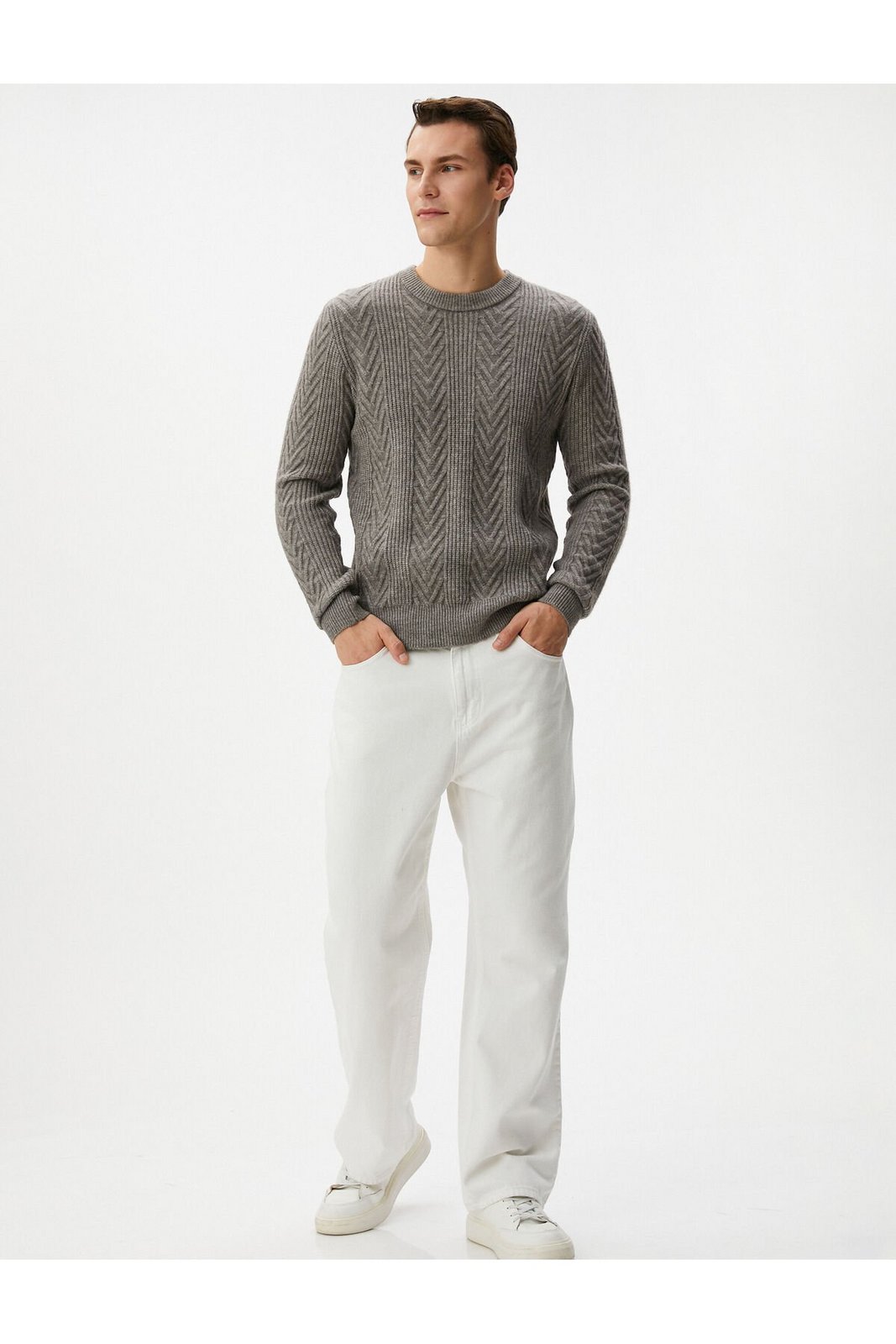 Koton Knitwear Sweater Crew Neck Knitted Textured Long Sleeve