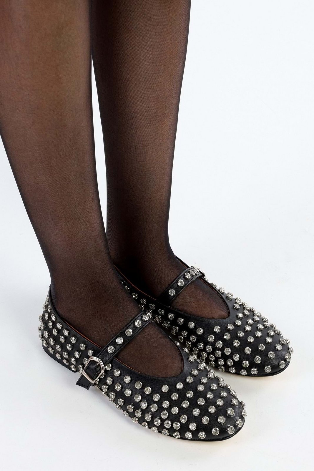 Shoeberry Women's Visley Black Staple Stone Daily Flats