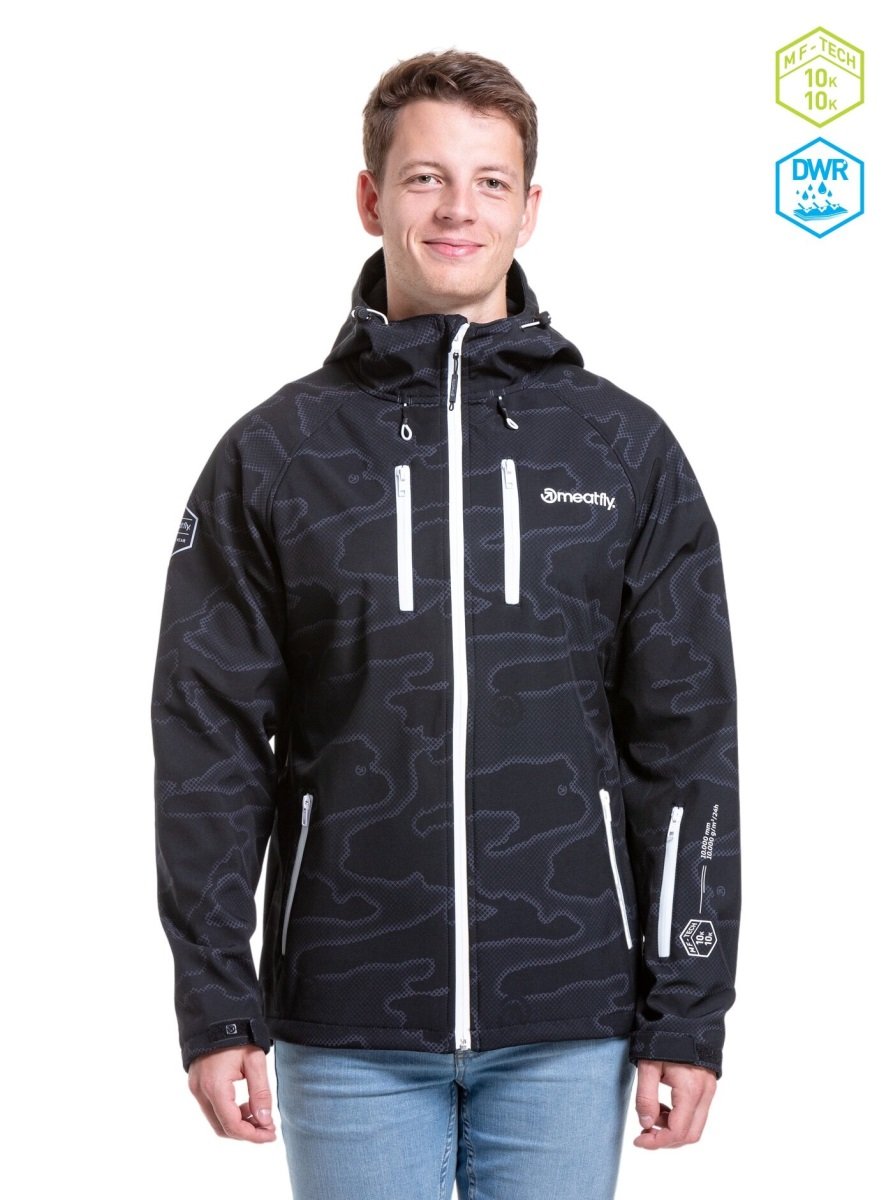Pánská softshellová bunda meatfly rasmussen černá camo m