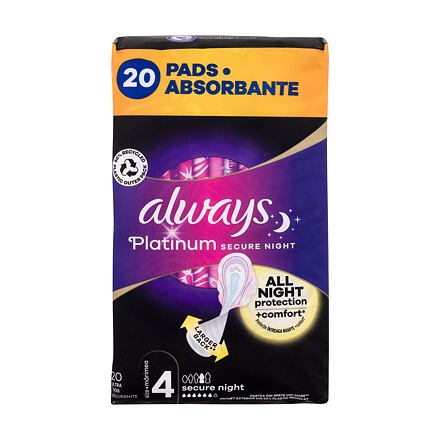 Always Platinum Secure Night noční hygienické vložky s křidélky a jemnou vůní 20 ks pro ženy