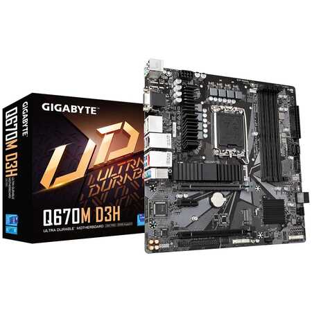 GIGABYTE MB Sc LGA1700 Q670M D3H, Intel Q670, 4xDDR5, 2xDP, 1xHDMI, 1xVGA, mATX, Q670M D3H