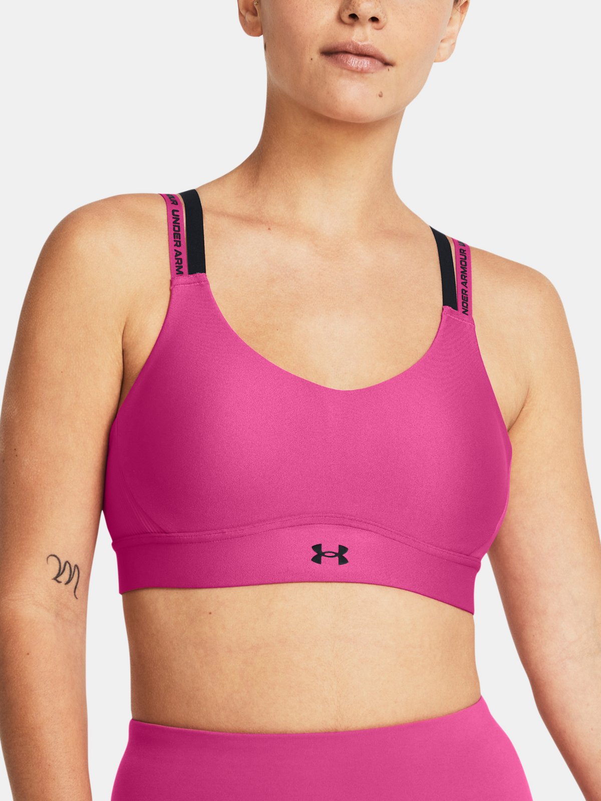 Under Armour Podprsenka UA Infinity Mid 2.0 Rib Bra-PNK - Dámské