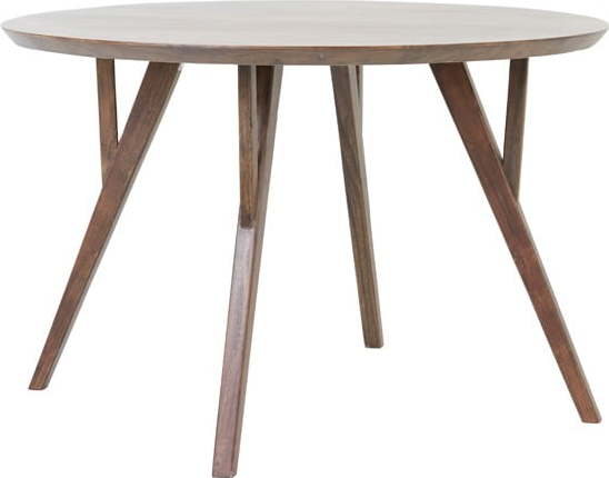 Hnědý kulatý jídelní stůl s deskou z akácie ø 140 cm Quenza – Light & Living
