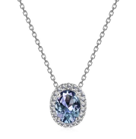 Royal Fashion stříbrný pozlacený náhrdelník Alexandrit DGPS0036-WG