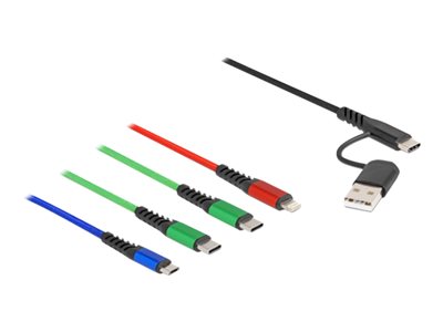 Delock - Kabel pouze pro nabíjení - USB, 24 pin USB-C s piny (male) do Micro USB typ B, Lightning, 24 pin USB-C s piny (male) - 1.2 m - černá, modrá, červená, zelená