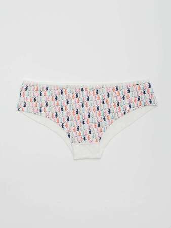 Fashionhunters Bílé bavlněné kalhotky Velikost: L.