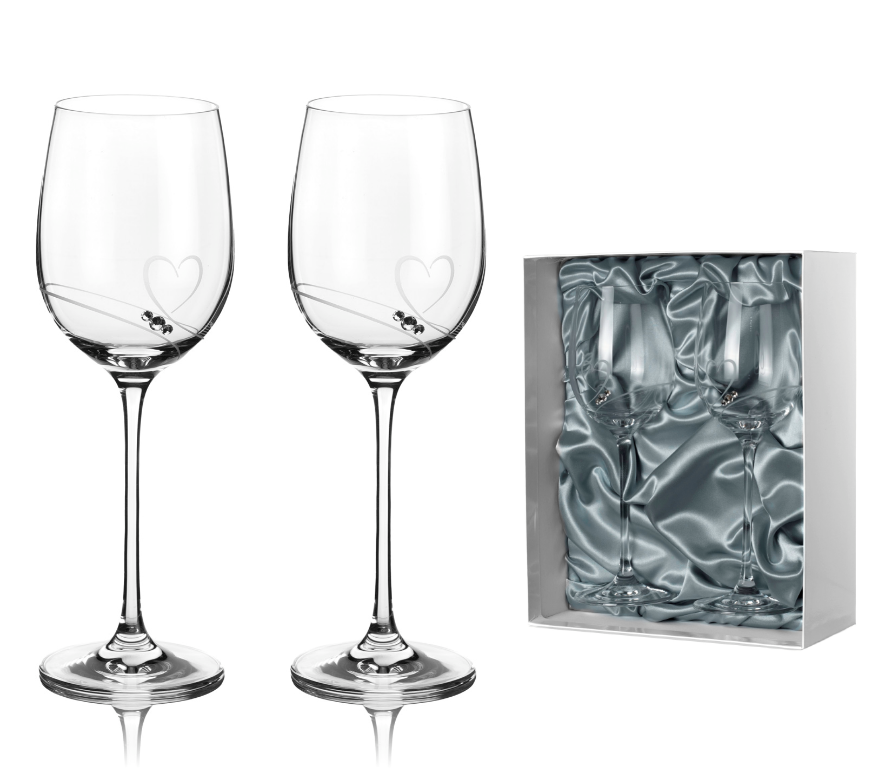Diamante sklenice na bílé víno Romance s kamínky Swarovski a v prémiovém balení 330 ml 2KS