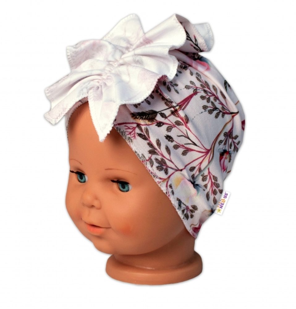 BABY NELLYS Dětská čelenka Turban Motýlci, růžová