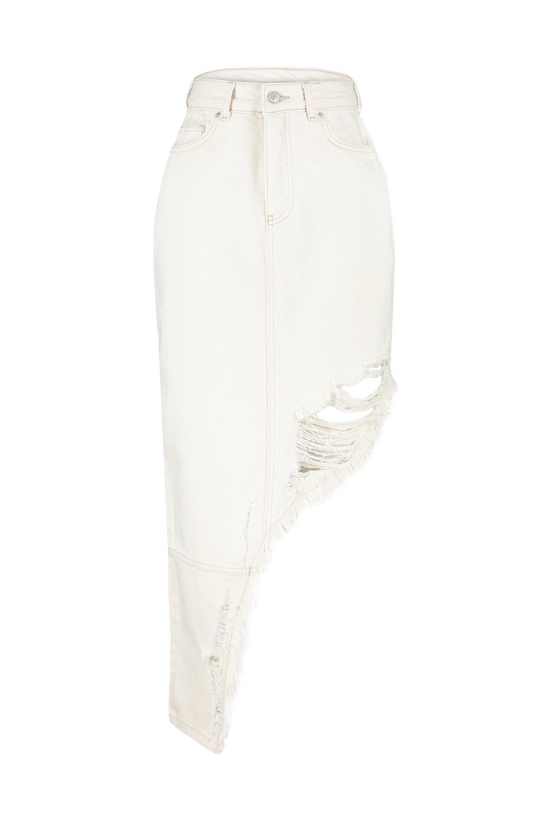 Trendyol Ecru Ecru Ripped Detailed Denim Skirt