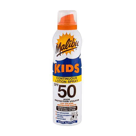 Malibu Kids Continuous Lotion Spray SPF50 dětský opalovací mléko ve spreji s aloe vera 175 ml