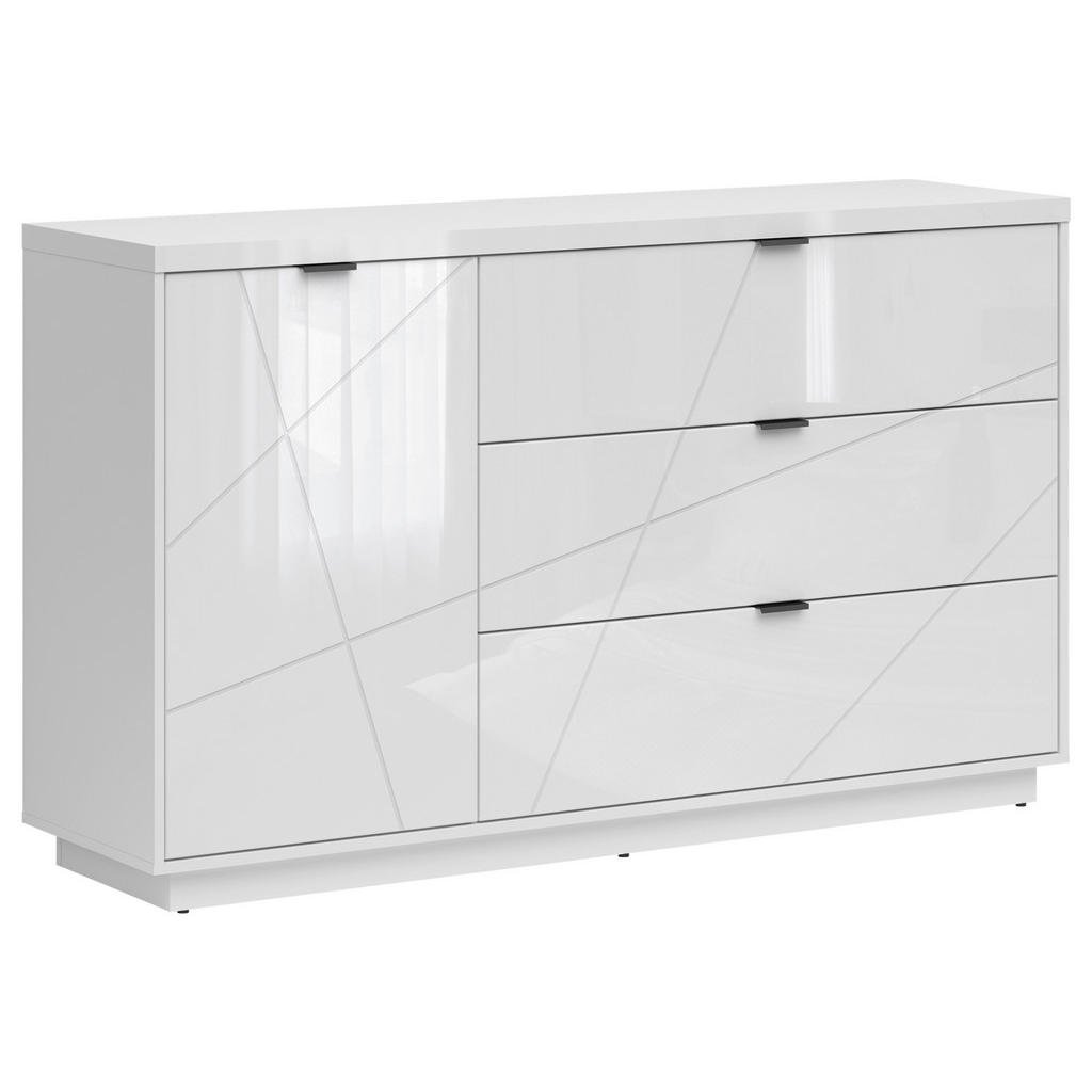 KOMODA, bílá, vysoce lesklá bílá, 156/93/42,5 cm