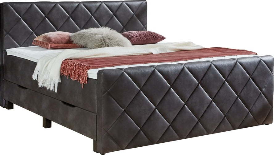 Černá boxspring postel s úložným prostorem 180x200 cm Chester – Rojaplast