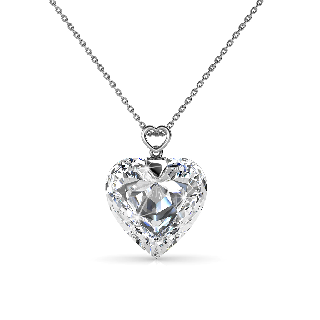 Royal Fashion stříbrný pozlacený Swarovski náhrdelník Srdce DPS0520