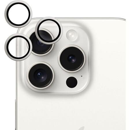 iWant ochrana čoček na kameru iPhone 15 Pro/15 Pro Max stříbrná