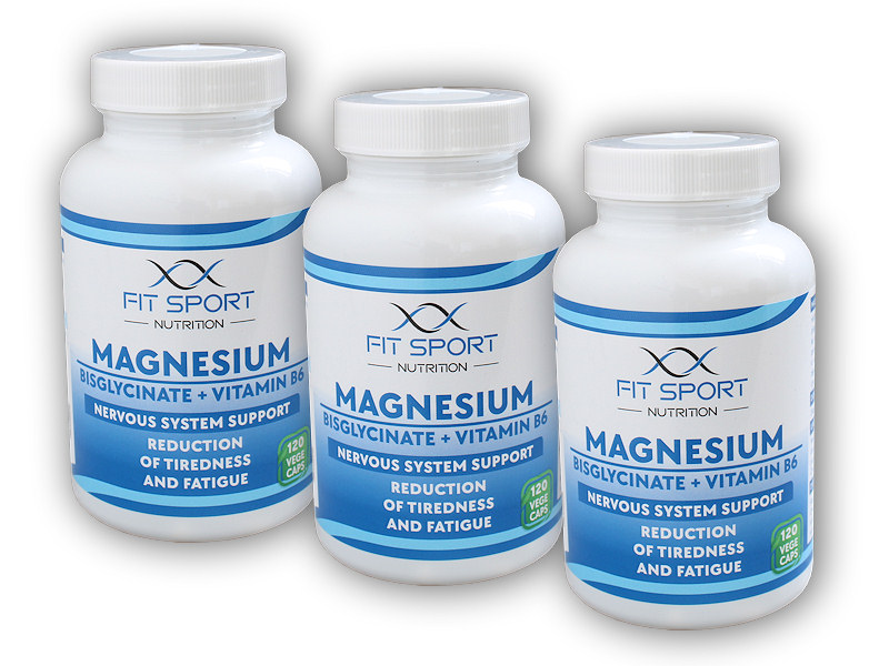 FitSport Nutrition 3x Magnesium Bisglycinate + Vitamin B6 120 vege caps