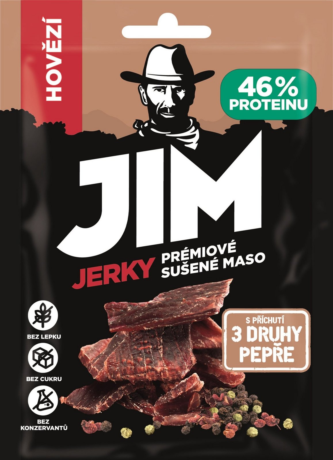 Jim Jerky Hovězí 3 druhy pepře 23 g