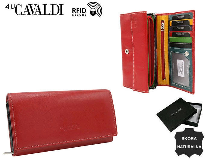 4U Cavaldi Dámská kožená peněženka Darkeye červená One size