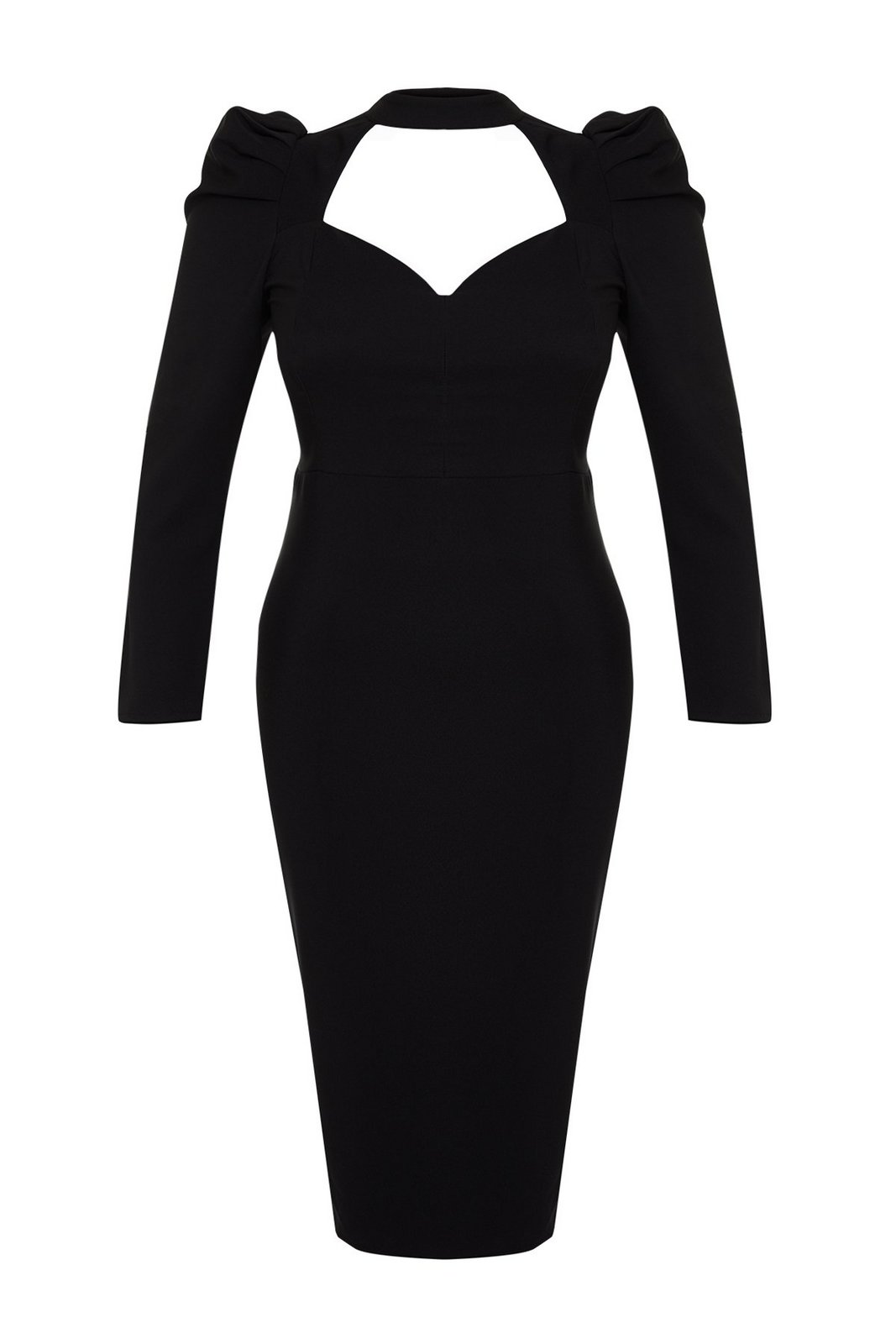Trendyol Curve Black Fitted Woven Elegant Evening Dress