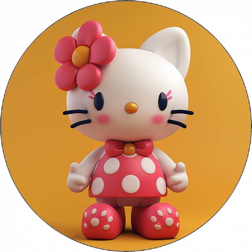 Jedlý papír Hello Kitty s kytičkou 19,5 cm