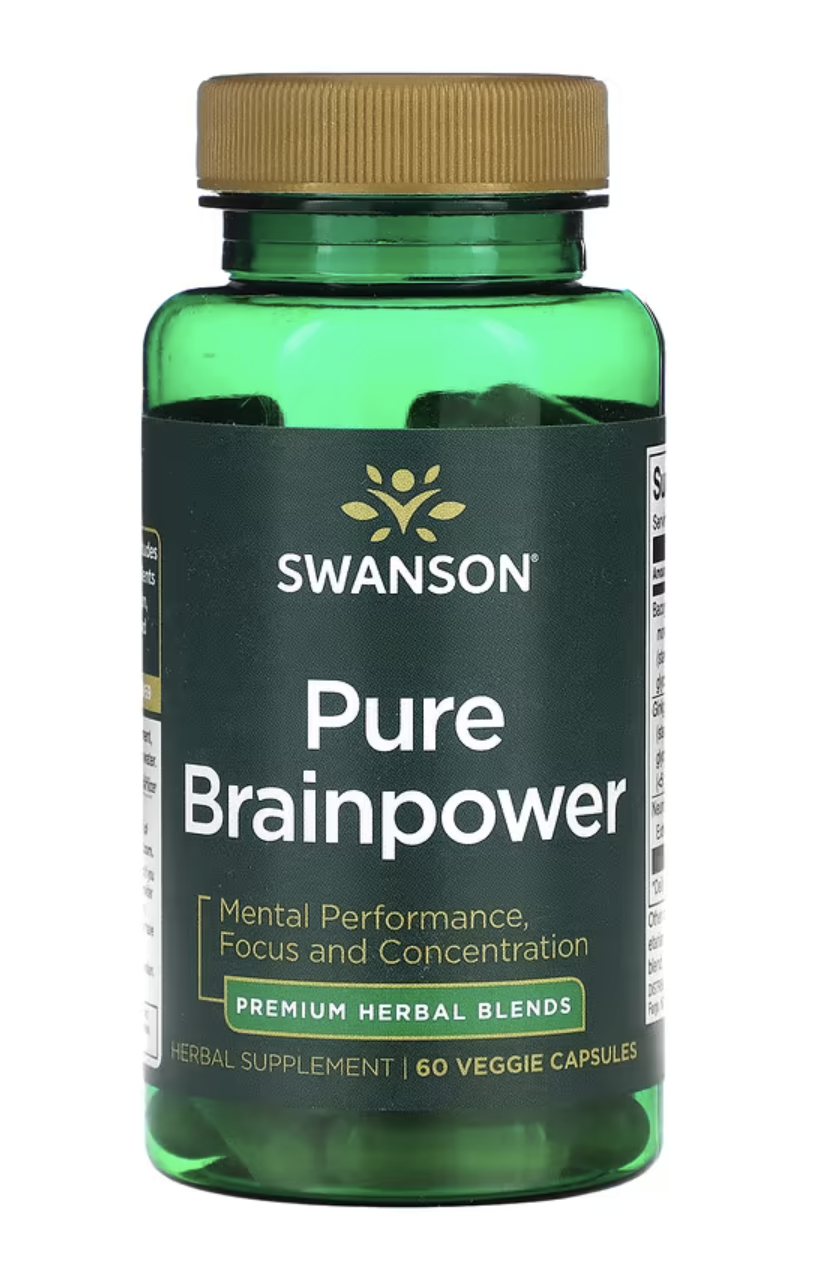 Swanson Pure Brainpower, podpora mozku, 60 rostlinných kapslí