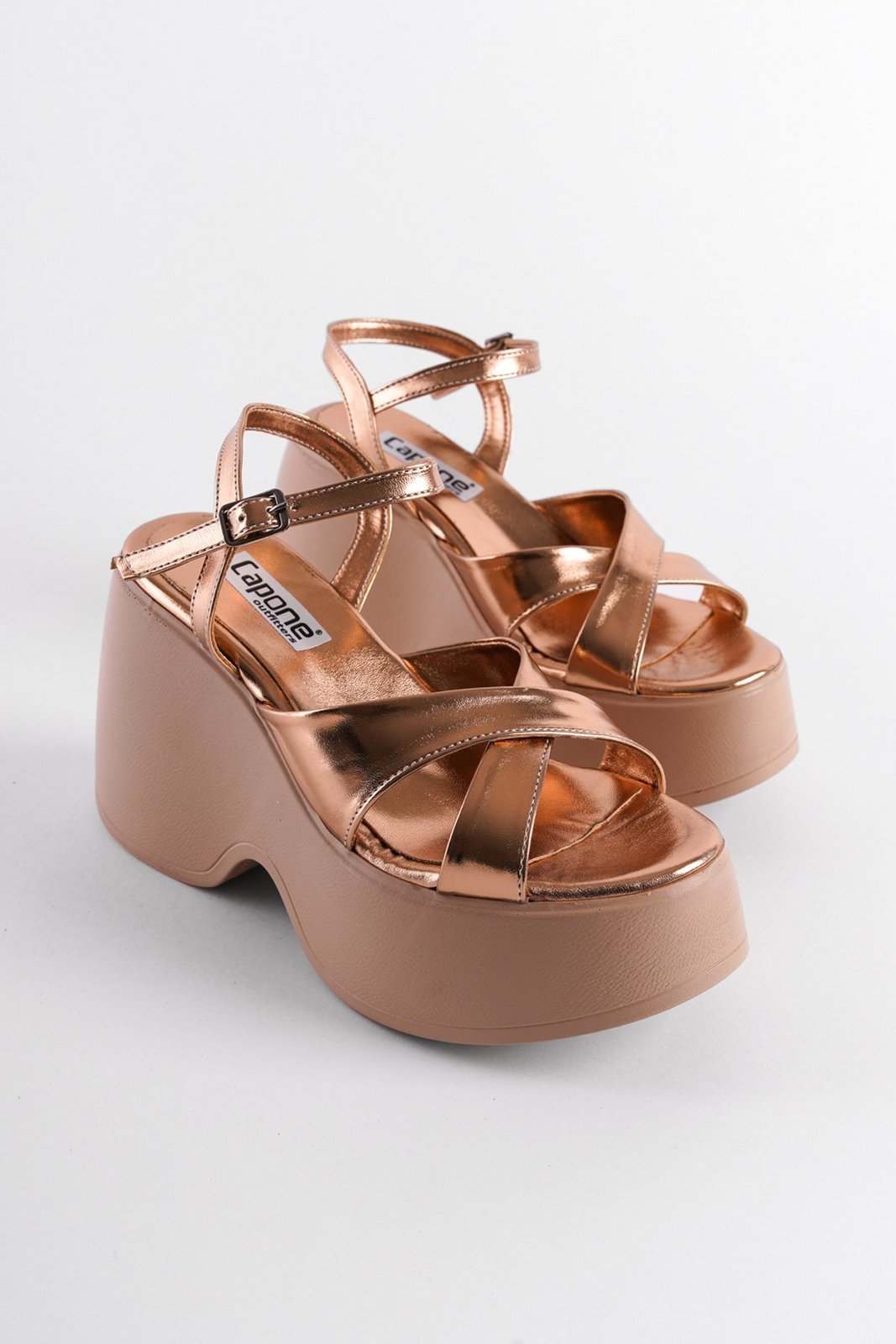 Capone Outfitters Women's High Wedge Ankle Strap Sandals