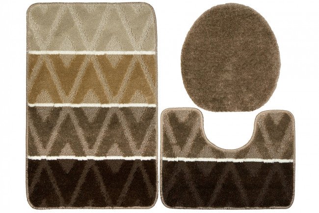 Sada koupelnových koberečků PALMA hnědá / béžová, kosočtverce