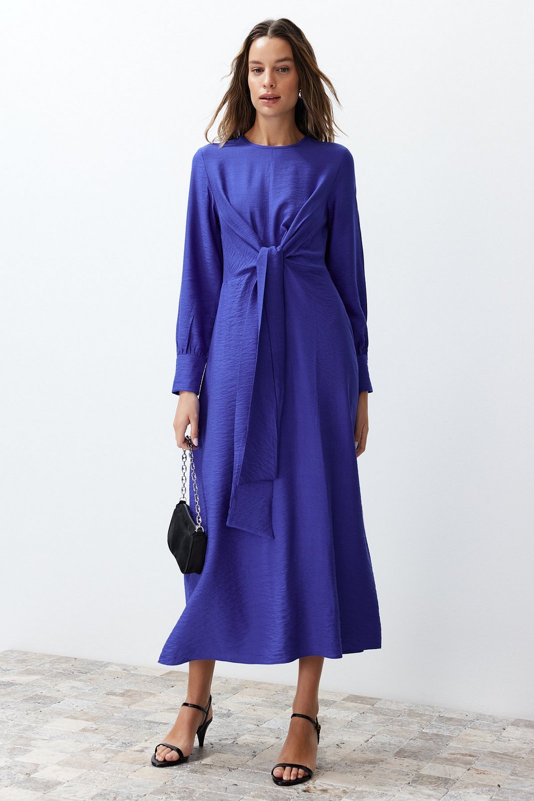 Trendyol Saks Woven Dress with Tie Waist Detail
