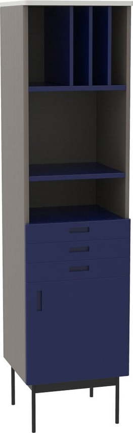 Knihovna z jasanového dřeva v tmavě modré a šedé barvě 45x177 cm Study – Hübsch