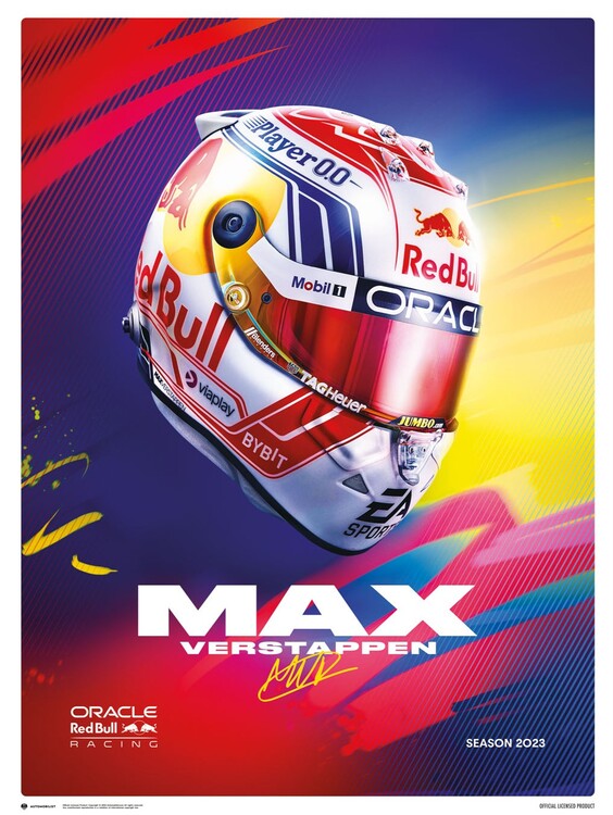 PYRAMID Umělecký tisk Max Verstappen - Helmet 2023, (40 x 50 cm)