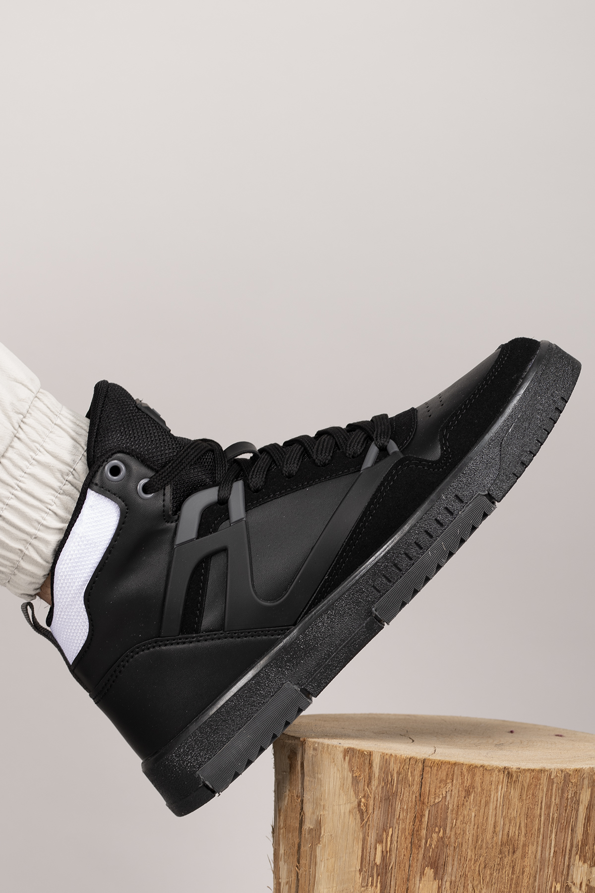 Riccon Men's Comfort Sneaker Boots 001263 Black Smoked