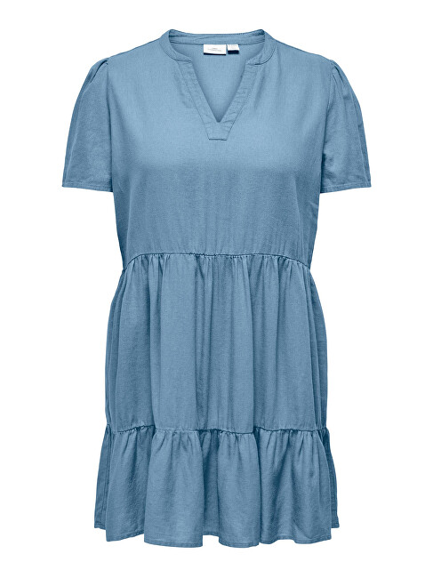 ONLY CARMAKOMA Dámské šaty CARTIRI-CARO Regular Fit 15311976 Blissful Blue 3XL/4XL, XXXL