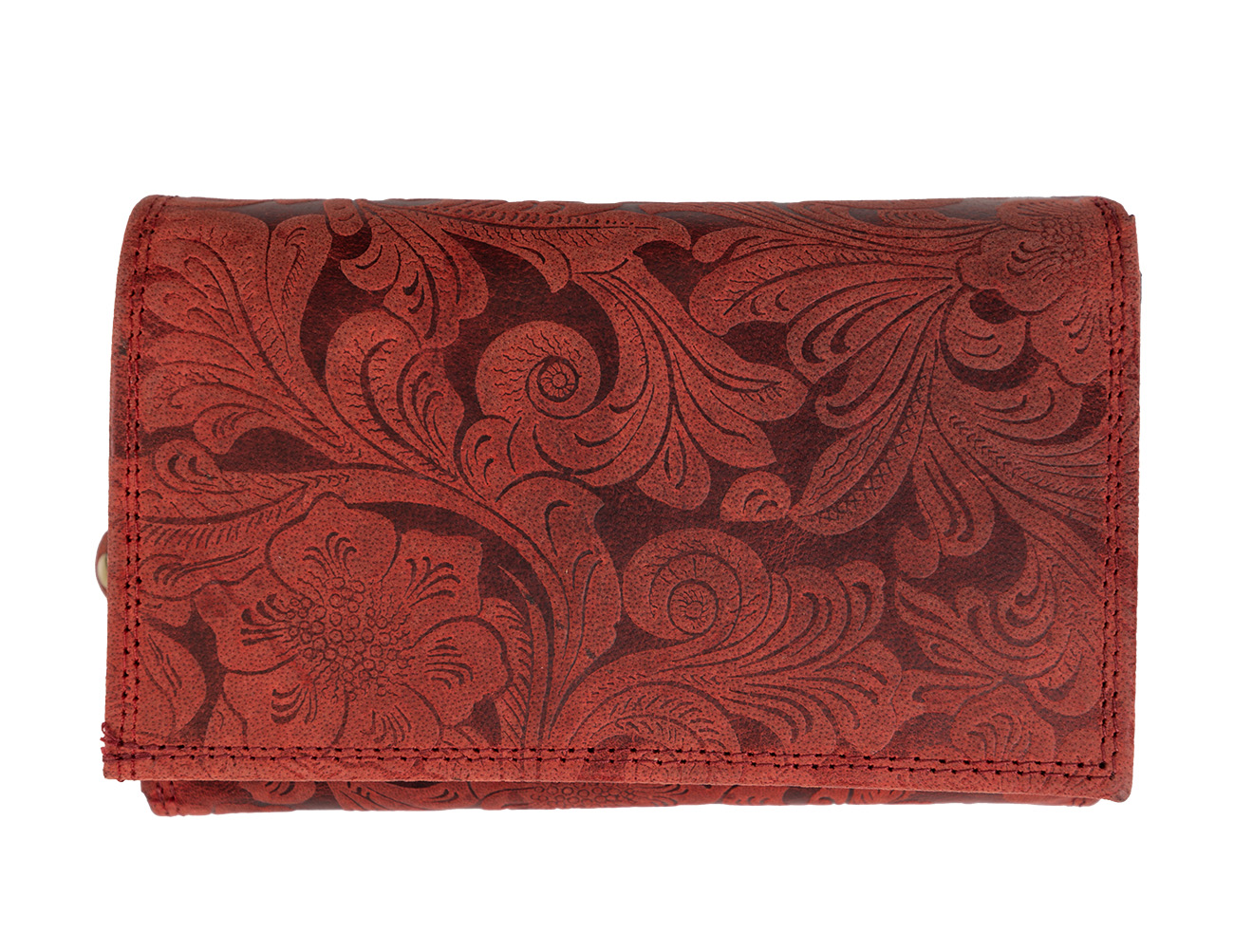 Kožená dámská střední peněženka WILD By Loranzo - červená - ornamenty