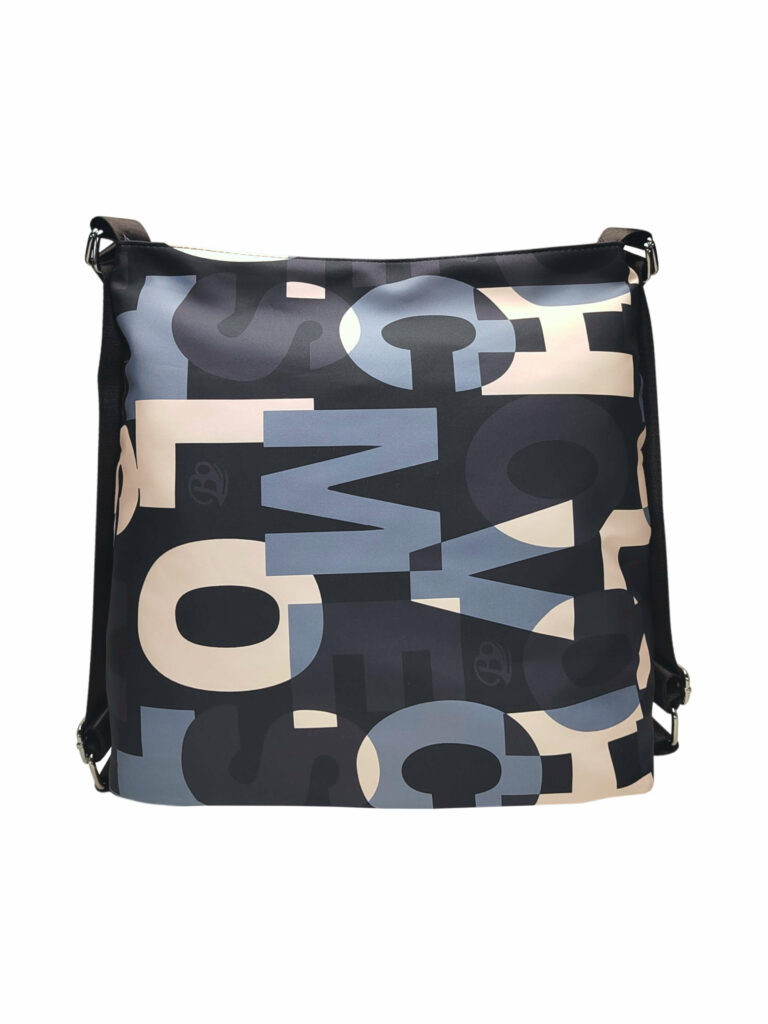 Slušivý černo-šedý kabelko-batoh 2v1 z nylonu