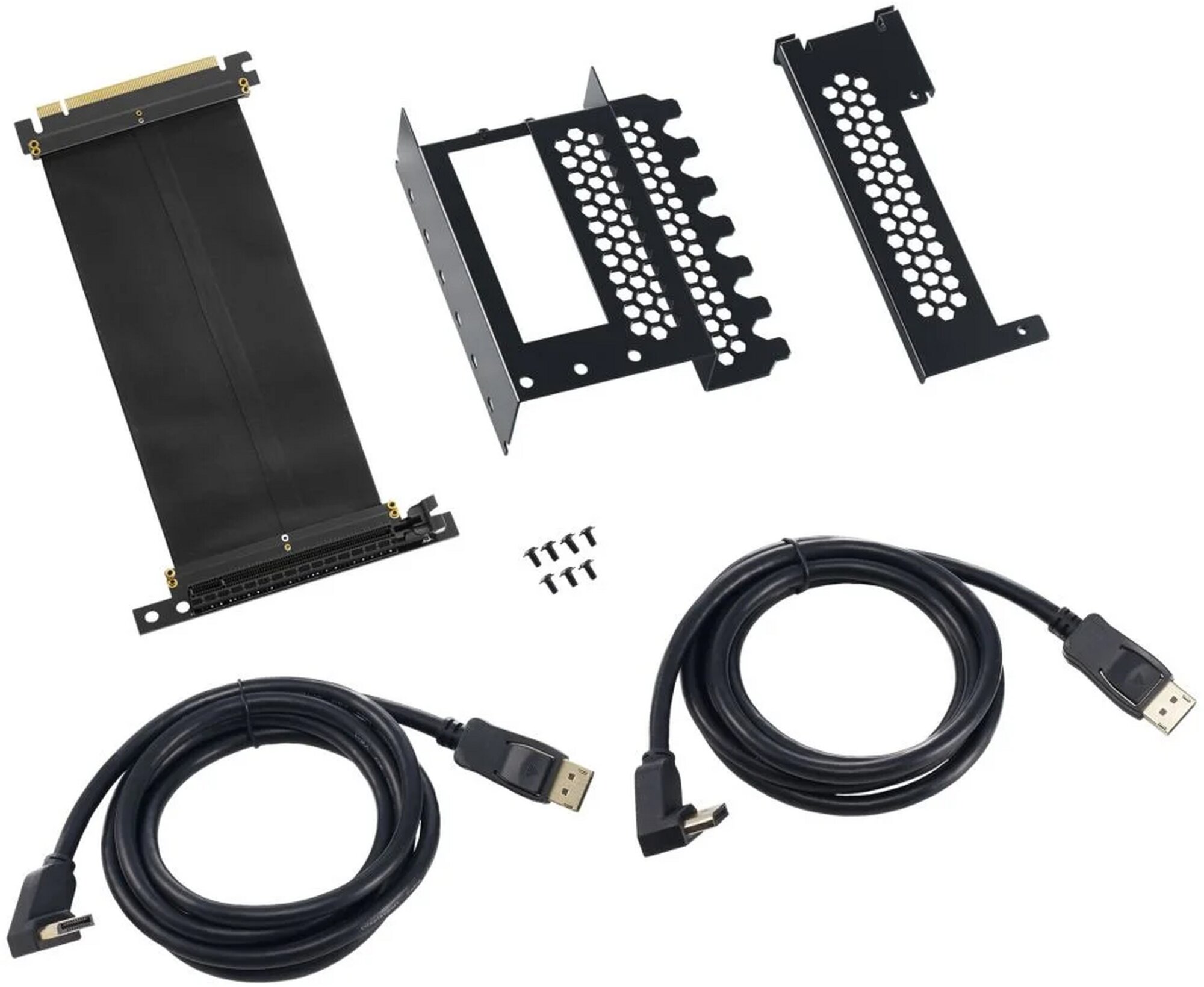 CableMod vertikale vertikální držák grafické karty s PCIe x16 Riser Cable, 2x DisplayPort - černá - CM-VPB-2DK-R
