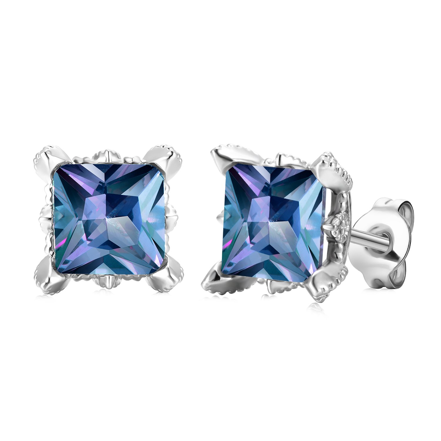 Royal Fashion stříbrné pozlacené náušnice Alexandrit DGES0029-WG