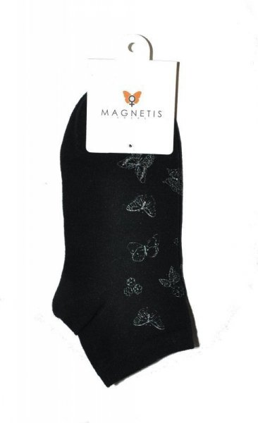 Magnetis Motylki Dámské kotníkové ponožky 36-41 černá-lurex