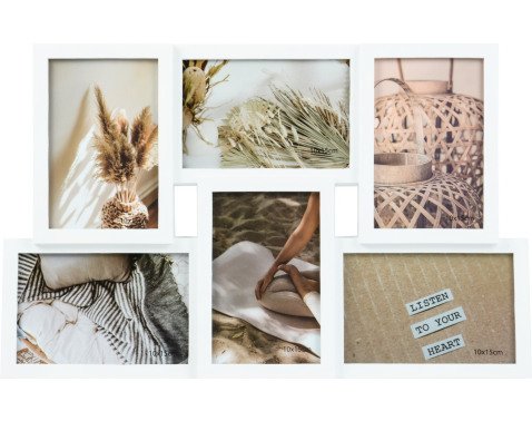 Fotorámeček pro 6 ks foto Becca 44,5x28 cm, bílý
