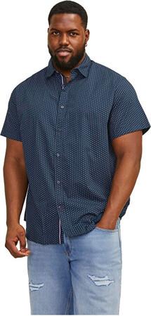 Jack&Jones PLUS Pánská košile JJPLAIN Slim Fit 12254851 Navy Blazer 3XL, XXXL