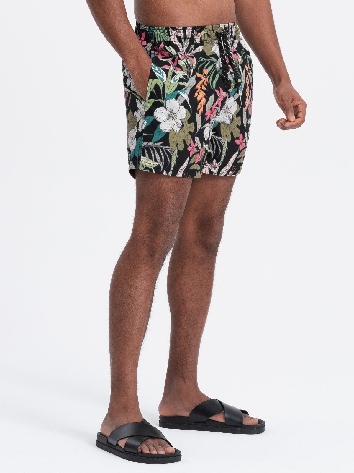 Ombre Men's floral swim shorts - black