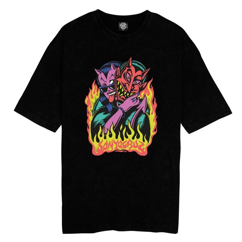 triko SANTA CRUZ - Delfino Devil Front Oversized T-Shirt Black (BLACK) velikost: 10