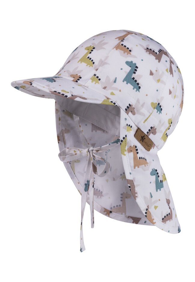 STERNTALER Kšiltovka s ochranou krku UV50+ na zavazování bavlna zvířátka bílá uni- 45 cm 6-9 m