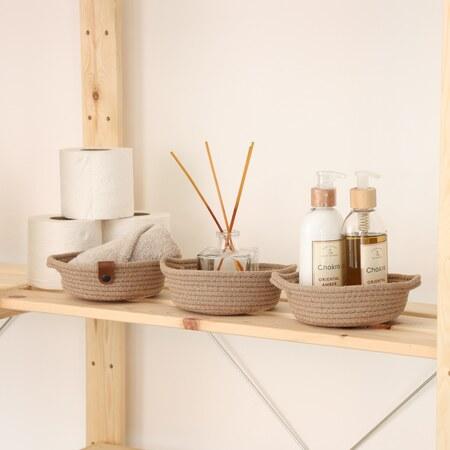 Aberto Design Cotton Basket Set (3 Pieces) JUT05001228D Beige