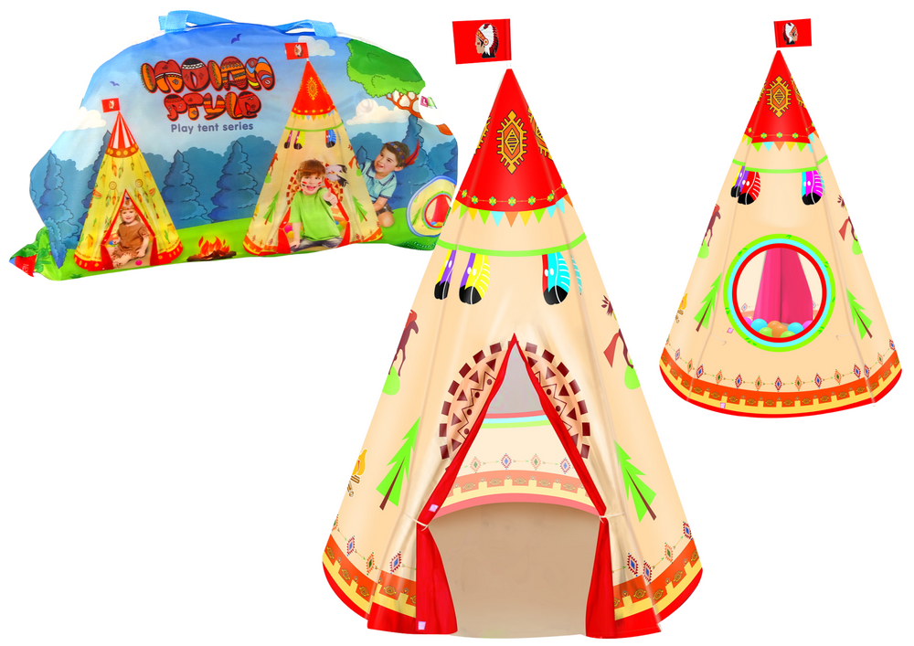 mamido Indiánský stan Teepee pro děti 160 cm x 105 cm krémový