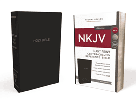 NKJV, Reference Bible, Center-Column Giant Print, Leather-Look, Black, Red Letter Edition, Comfort Print (Thomas Nelson)(Imitation Leather)