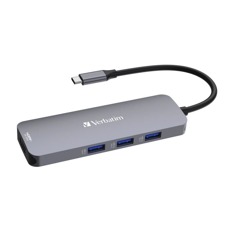 Verbatim USB-C Pro Multiport Hub CMH-08, 8 portů /HDMI, USB-A, USB-C, SD, microSD/ ,stříbrná