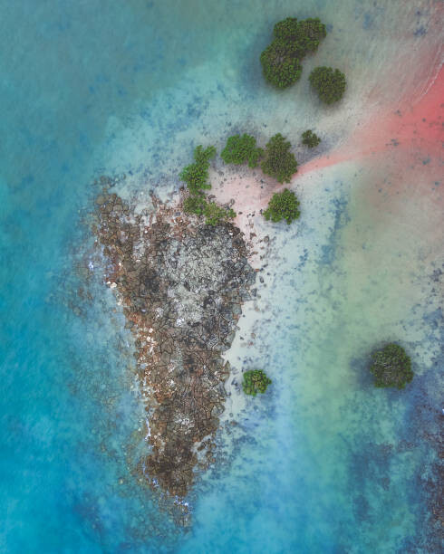 Abstract Aerial Art Umělecká fotografie Aerial shot of tropical island, Broome, Australia, Abstract Aerial Art, (30 x 40 cm)