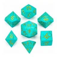 HYMGHO Metal Solid Barbarian Dice Set - Young Blue/Gold
