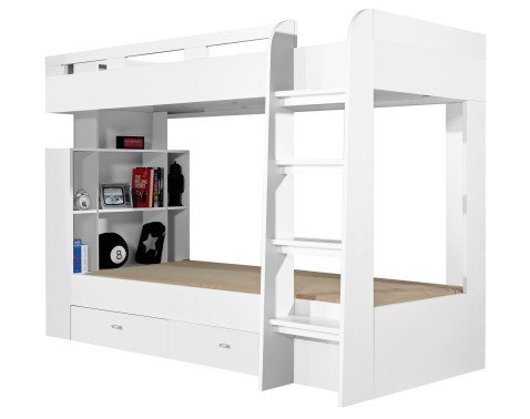 Dvoupatrová postel se zásuvkami Tablo 90x200 cm, bílá