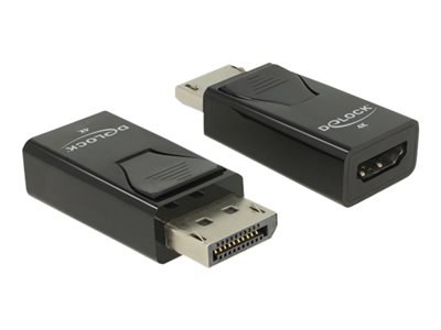 Delock - Video adaptér - DisplayPort s piny (male) do HDMI se zdířkami (female) - černá - pasivní konvertor, podpora 4K30Hz (3840 x 2160), 3D video support