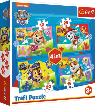 TREFL Puzzle Tlapková patrola: Běžící štěňata 4v1 (12,15,20,24 dílků)